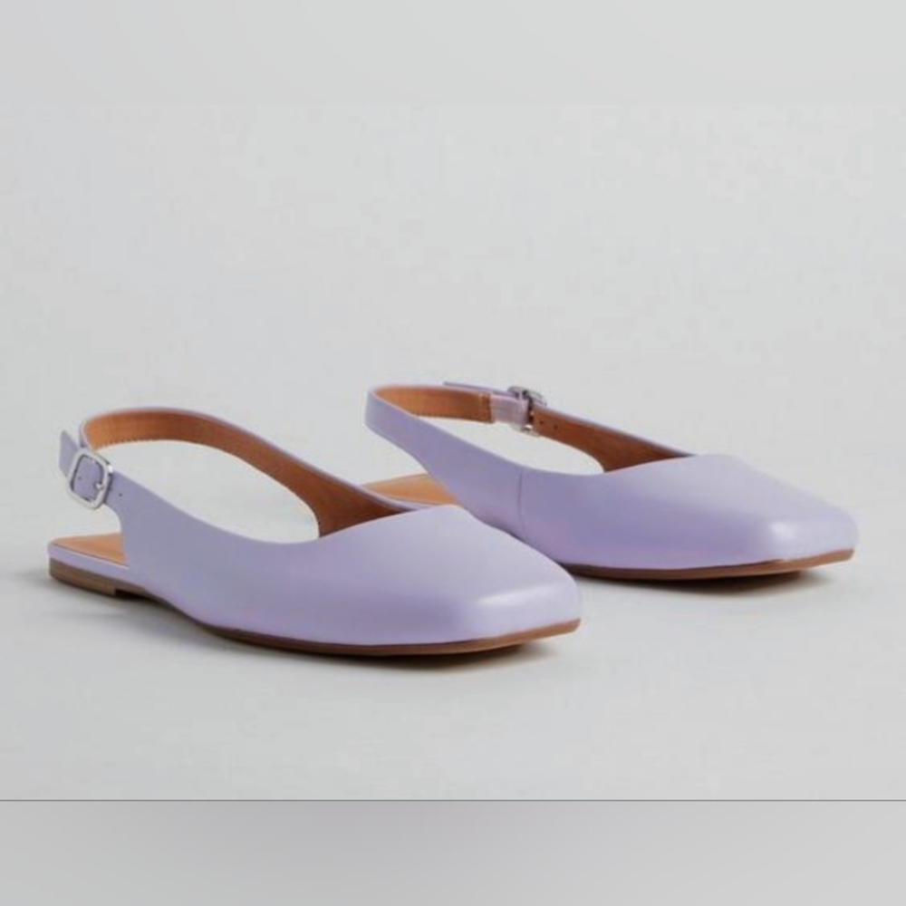 NWT Size 8W SQUARED TOE SLINGBACK FLATS - Picture 2 of 7